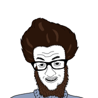 animated beard brown_hair clothes glasses hair ponpon poyopoyo smile soyjak variant:jimmy_numale // 364x400 // 317.8KB