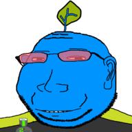award badge bald beard blog blue_skin clothes glasses leaf logan looking_at_you mascot shlog soyjak_blog stubble subvariant:massjak sunglasses tinted_glasses variant:gapejak // 600x600 // 25.9KB