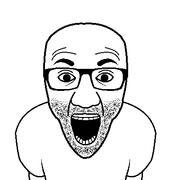 arm clothes glasses hair mirrored open_mouth soyjak stubble symmetrical symmetry teeth template tshirt variant:el_perro_rabioso white_background // 427x400 // 4.0KB