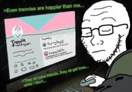 ^_^ anime blush closed_eyes computer disappointed flag frown glasses hoodie jacket looking_down meta:low_resolution meta:tagme purple_hair redraw sad smile soyjak stubble tranny twitter variant:bernd variant:soyak vent // 951x667 // 292.4KB