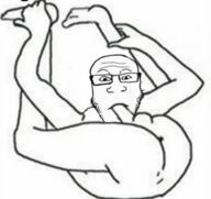 autofellatio bald full_body glasses meta:pornographic_content neutral stubble subvariant:neutralplier variant:markiplier_soyjak // 656x620 // 249.1KB