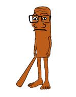 Artist:Mr_Thou bald baseball_bat bat closed_mouth glasses indonesian_meme italian_meme nose subvariant:neutralplier tung_tung_tung_sahur variant:markiplier_soyjak wood // 860x1106 // 72.1KB
