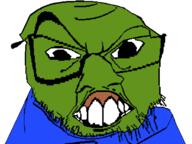 animal clothes content_aware distorted frog glasses green_skin large_nose looking_at_you open_mouth pepe raised_eyebrow soyjak stubble subvariant:crazyguyjak teeth variant:feraljak // 800x600 // 16.5KB