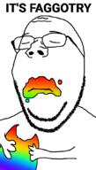 closed_eyes gay glasses its_over rainbow stubble subvariant:wholesome_soyjak text variant:gapejak // 600x1053 // 85.9KB