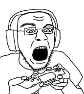 bald eyebrows eyes face finger game game_controller gaming glasses hand headphones meta:tagme nose open_mouth soy soyjak stubble teeth teeth_showing traced variant:unknown // 720x802 // 37.5KB