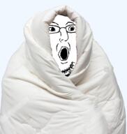 blanket comfy glasses open_mouth soyjak stubble variant:norwegian // 1377x1453 // 1.1MB