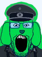 clothes dog glasses glowie hat janny military military_cap open_mouth roblox rulerguard stubble teutonnia variant:markiplier_soyjak // 200x267 // 29.0KB