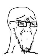 closed_mouth glasses soyjak stretched_chin stretched_mouth stubble variant:soyak // 357x457 // 31.0KB