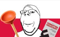 book flag glasses holocaust nazism plunger poland smile soyjak stubble subvariant:wholesome_soyjak swastika text toilet_plunger variant:gapejak // 689x431 // 114.7KB