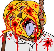 blood bloodshot_eyes crying dead dog glasses gore gunshot gunshot_wound hanging janny open_mouth rope soyjak stubble suspenders tongue variant:bernd variant:gapejak yellow_skin yellow_teeth // 631x591 // 172.6KB