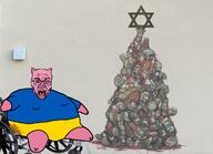 amputee art azog closed_eyes crying ear flag flag:ukraine glasses hohol hoholcaust open_mouth pig soyjak star_of_david stubble ukraine variant:rupturejak wheelchair // 1235x897 // 1.4MB