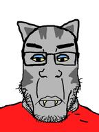 animal cat cat_ear ear eyebrows fangs forced_meme fritz_the_cat fritzpedo lips subvariant:chudplier variant:chudjak variant:markiplier_soyjak yellow_sclera yellow_teeth // 600x800 // 104.6KB