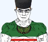 chechnya clothes flag:chechnya ginger ginger_hair glasses hat islam subvariant:chudjak_front subvariant:muscular_chud text trend:aryan variant:chudjak white // 1059x929 // 225.0KB