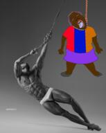 arm armenia black_skin bloodshot_eyes clothes country crying flag flag:armenia full_body gigachad glasses hair hand hanging leg // 1546x1943 // 1.3MB