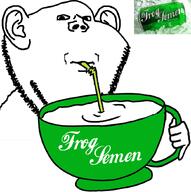 cum cup drinking drinking_straw ear frog frog_semen hand holding_object ice mug sip soda_can soyjak stubble subvariant:impdrink variant:impish_soyak_ears // 845x850 // 223.5KB