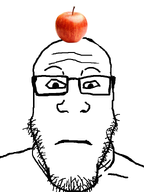 apple food fruit glasses honey_crisp_apple looking_at_you object_on_head stubble subvariant:neutralplier variant:markiplier_soyjak white_background // 600x800 // 43.7KB