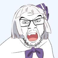 anime clothes glasses hair konpaku_youmu mustache open_mouth soyjak stubble text touhou variant:feraljak video_game // 1000x1000 // 326.0KB