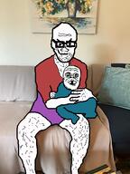 2soyjaks arm baby closed_mouth clothes deformed hairy hand mustache smile smug soyjak subvariant:jacobson variant:a24_slowburn_soyjak variant:unknown // 360x480 // 154.4KB