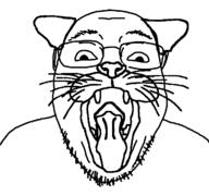 animal cat cat_ear ear glasses open_mouth sharp_teeth soyjak stubble tongue variant:bernd whisker // 1200x1125 // 36.3KB