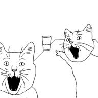 2soyjaks animal arm cat glass hand milk open_mouth pointing soy_parody soyjak variant:two_pointing_soyjaks whisker // 750x750 // 17.6KB