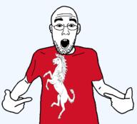 british clothes ear england flag flag:kent glasses kent open_mouth pointing soyjak stubble tshirt united_kingdom variant:shirtjak // 1236x1118 // 139.5KB