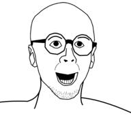 ear glasses open_mouth soyjak stubble variant:turtlejak // 2048x2048 // 275.1KB