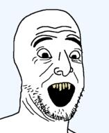 crooked_teeth matgeek open_mouth rotten_teeth smile soyjak stubble teeth variant:unknown yellow_teeth // 569x696 // 12.1KB