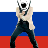 animated country dance flag full_body gangnam_style glasses irl open_mouth push_pin russia soyjak sticky stubble variant:cobson // 300x460 // 252.3KB