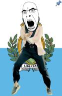 animated country dance flag full_body gangnam_style glasses irl open_mouth push_pin san_marino soyjak sticky stubble variant:cobson // 300x460 // 659.3KB