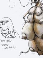 arm big_breasts breasts bug closed_mouth drawing gigantic_breasts hand huge_breasts multiple_breasts nipple nsfw pointing pointing_at_viewer redraw smile soyjak stubble subvariant:wholesome_soyjak variant:gapejak // 450x594 // 44.8KB