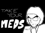 angry art closed_mouth clothes doctor eyebrows glasses hair meds redraw soyjak stroke subvariant:dr_soystein text tranny_artstyle variant:markiplier_soyjak // 2078x1539 // 369.0KB