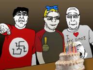 award birthday bow cake clothes glasses nate roman_salute smile soyjak stubble subvariant:nucob swastika variant:chudjak variant:cobson variant:feraljak // 600x452 // 70.9KB