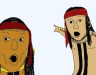 arm brown_skin earring hair headband native_american no_glasses no_stubble open_mouth pointing soyjak variant:two_pointing_soyjaks // 718x561 // 298.7KB