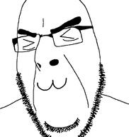 closed_eyes closed_mouth glasses soyjak stubble uwu variant:cobson // 708x747 // 19.5KB