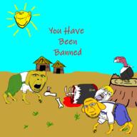 5soyjaks badge ban bird blood bloodshot_eyes closed_mouth clothes crying dog drawn_background ear glasses hair janny nate open_mouth smile soyjak stubble subvariant:hornyson sun suspenders text tongue variant:bernd variant:cobson variant:gapejak variant:impish_soyak_ears variant:shotjak vulture yellow_hair yellow_teeth // 1000x1000 // 239.7KB