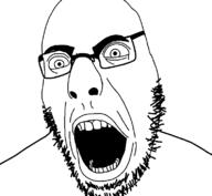 angry creative_commons_license glasses open_mouth redraw soyjak stubble variant:cobson wikipedia // 781x720 // 29.3KB