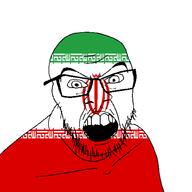 angry country flag flag:iran glasses iran looking_at_you mustache open_mouth persian_text soyjak stubble teeth text variant:feraljak // 1500x1500 // 35.1KB
