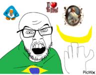 brazil club_penguin dance flag:brazil hair hand incomprehensible_woahjack jesus meta:tagme penguin soyjak stubble text variant:feraljak // 500x391 // 170.3KB