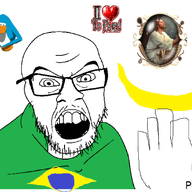 brazil club_penguin dance flag:brazil hair hand incomprehensible_woahjack jesus meta:tagme penguin soyjak stubble text variant:feraljak // 500x391 // 170.3KB
