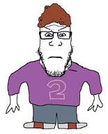 2 angry brown_hair curly_hair glasses hair jersey shoe soyjak stubble subvariant:neutralplier variant:markiplier_soyjak // 1149x1426 // 38.9KB