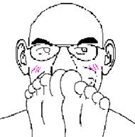 blush closed_mouth ear foot foot_fetish glasses smile soyjak variant:susjak // 229x231 // 22.4KB