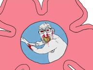 angry arm blood bloodshot_eyes evil_stick glasses gore grin hand holding_knife holding_object knife laughing looking_at_you magic nosebleed objectsoy smile soyjak stubble subvariant:feralrage toy variant:feraljak video wand // 400x300, 8.3s // 4.6MB