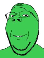 glasses green green_skin smile soyjak stubble subvariant:wholesome_soyjak variant:gapejak // 602x800 // 23.8KB