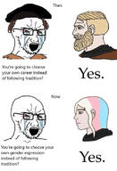 crying glasses nordic_chad open_mouth soyjak stubble transgender_flag variant:soyak wordswordswords // 525x767 // 182.5KB