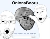 3soyjaks arm glasses hand meta moon neutral open_mouth pointing soybooru soyjak stubble variant:soyak variant:two_pointing_soyjaks // 691x548 // 162.3KB