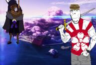 azur_lane brown_skin hanging island military_base musashitskins_lost muscles sakura_empire sword taihou_won variant:bernd variant:cobson // 1452x980 // 1.1MB