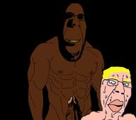 black_skin blue_eyes lips muscles muscular_male naked penis red_eyes scared subvariant:hornyson subvariant:suspicious_chudjak sweating swolesome ugly variant:chudjak variant:cobson yelllow_hair // 1056x937 // 140.0KB