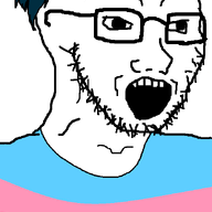 cat_ear clothes ear flag flag:transgender_pride_flag glasses hair open_mouth soyjak stubble tranny variant:soyak // 650x1236 // 36.5KB
