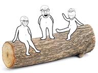 3soyjaks arm full_body glasses hand leg log mustache open_mouth sitting smile smug soyjak stubble subvariant:wholesome_soyjak variant:feraljak variant:gapejak variant:soyak wood // 967x727 // 559.4KB