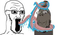 boot boot_(user) bootlicker glasses licking open_mouth saliva soyjak stretched_mouth stubble teeth tinted_glasses tongue variant:gapejak variant:soyak // 978x576 // 256.1KB